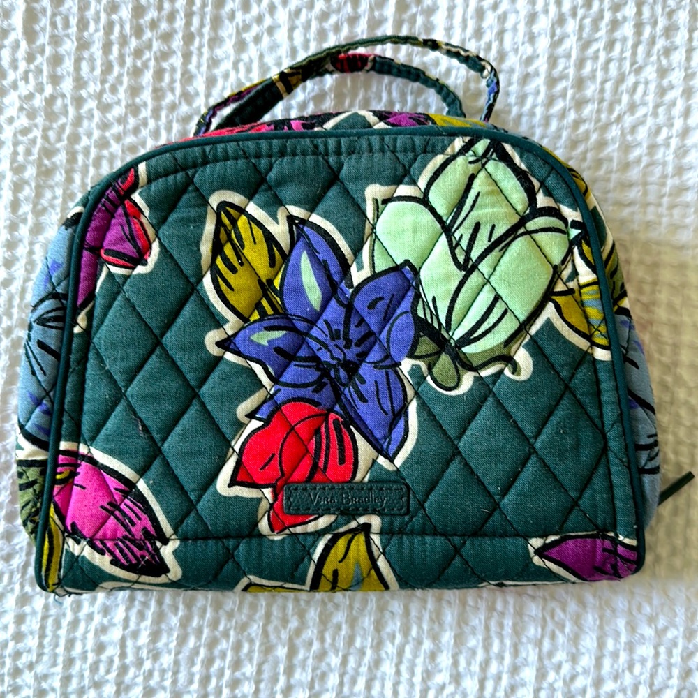 Vera Bradley Teal Floral Quilted Jewelry Case with Multicolor Flowers